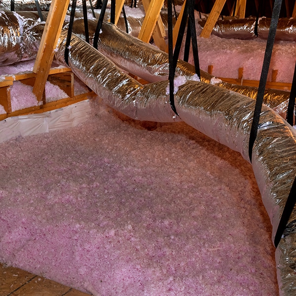 BCM blown-in insulation in attic.