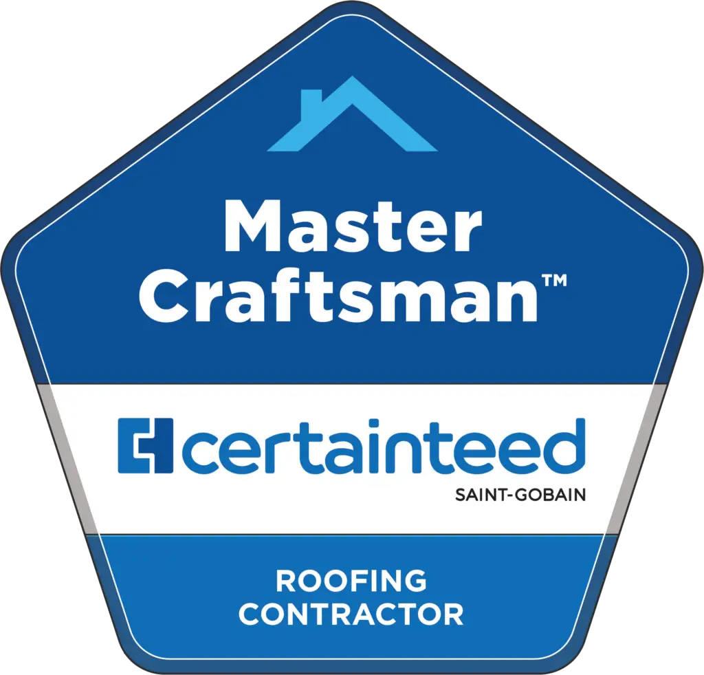 Certainteed Master Craftsman roofing contractor badge.