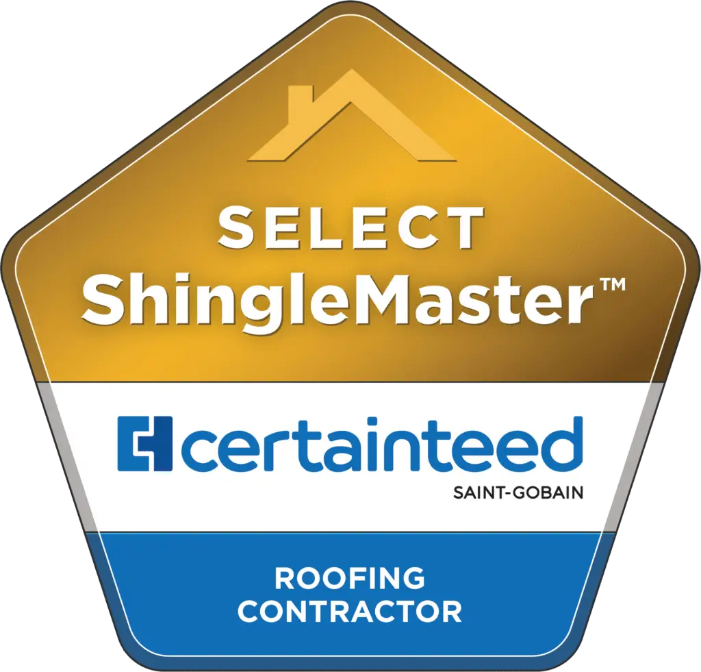 Certainteed Select Shingle Master roofing contractor badge.