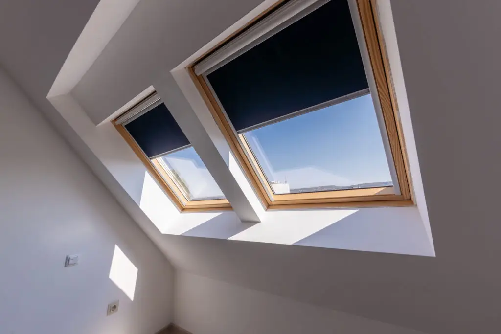 Newly installed skylight on a residential roof after skylight replacement, showing clean lines and natural light enhancement.