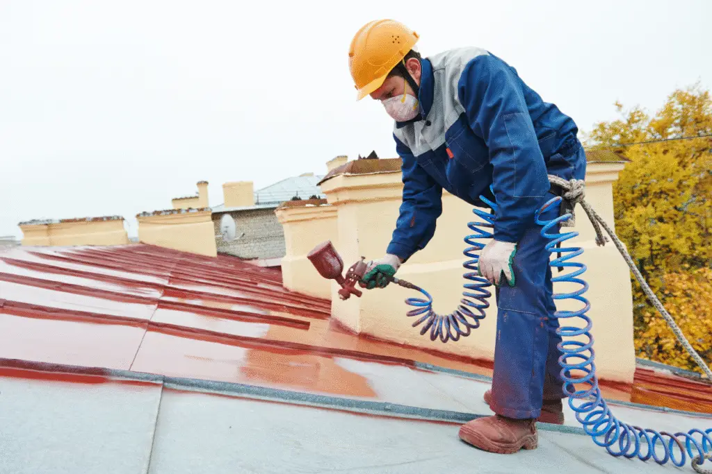 In-progress project illustrating the answer to can you paint a metal roof.